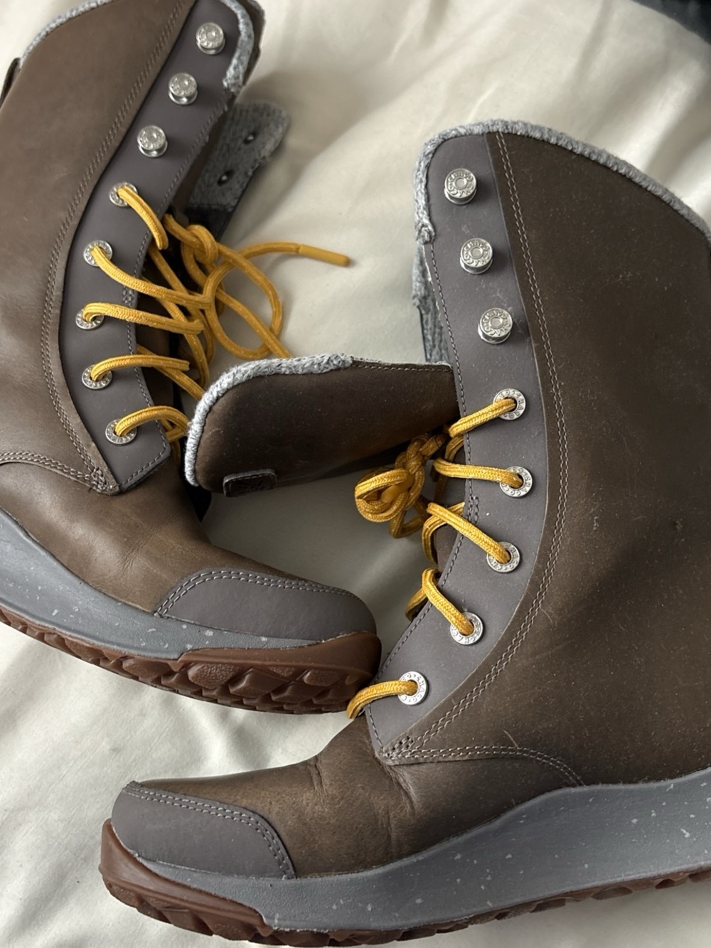 Chaco Brown and Yellow Lace-Up Women's Boots